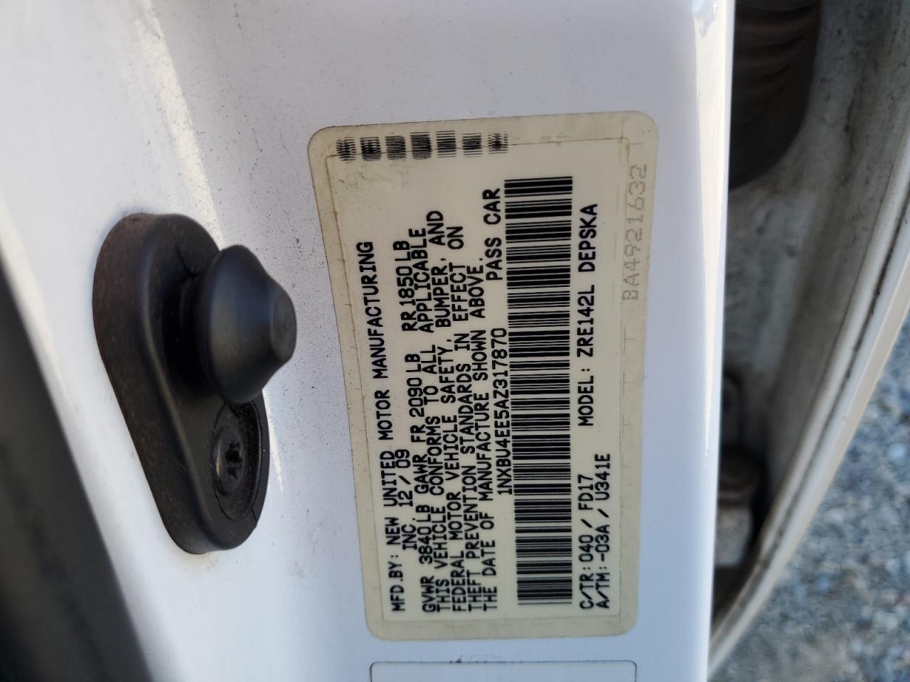 1NXBU4EE5AZ317870 2010 Toyota Corolla Base