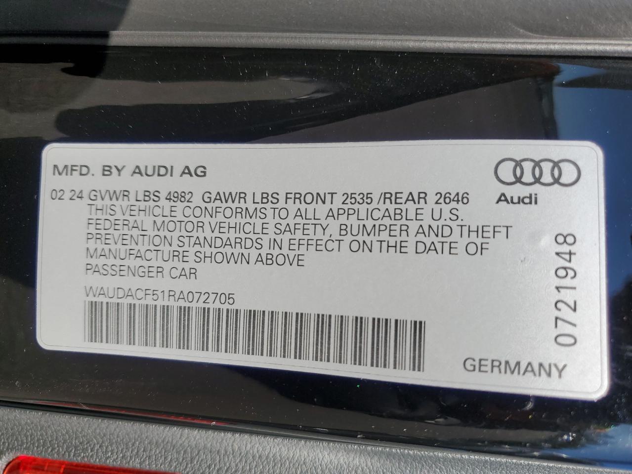 WAUDACF51RA072705 2024 Audi A5 Premium 45