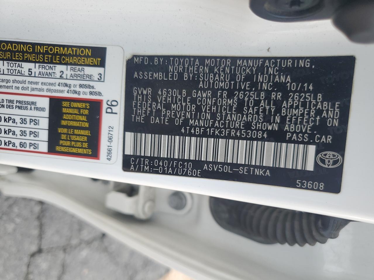 4T4BF1FK3FR453084 2015 Toyota Camry Le