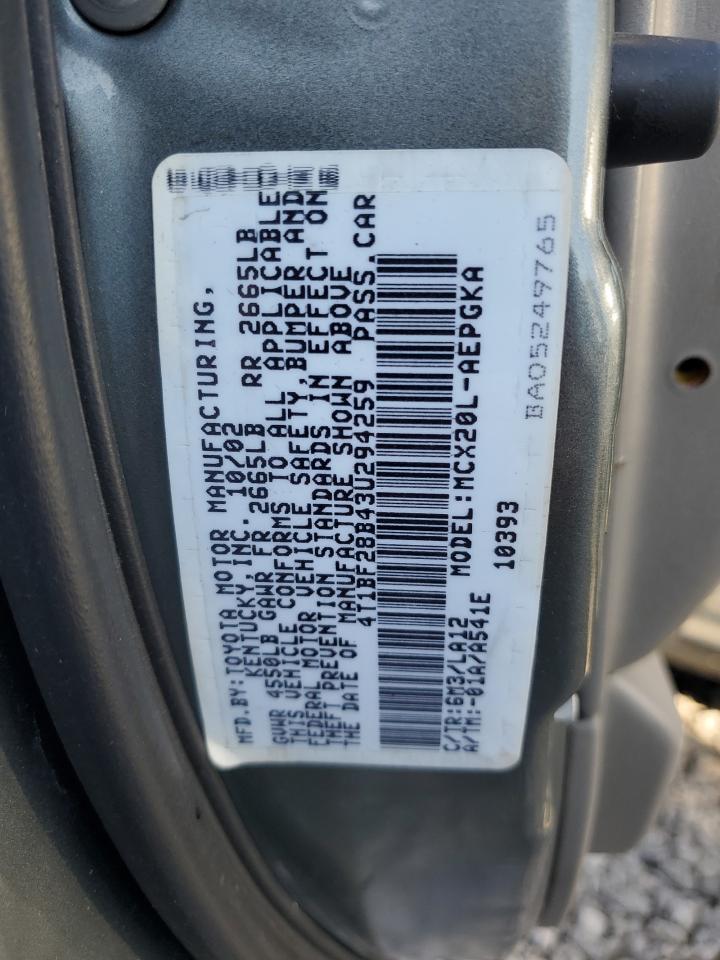 2003 Toyota Avalon Xl VIN: 4T1BF28B43U294259 Lot: 59724685