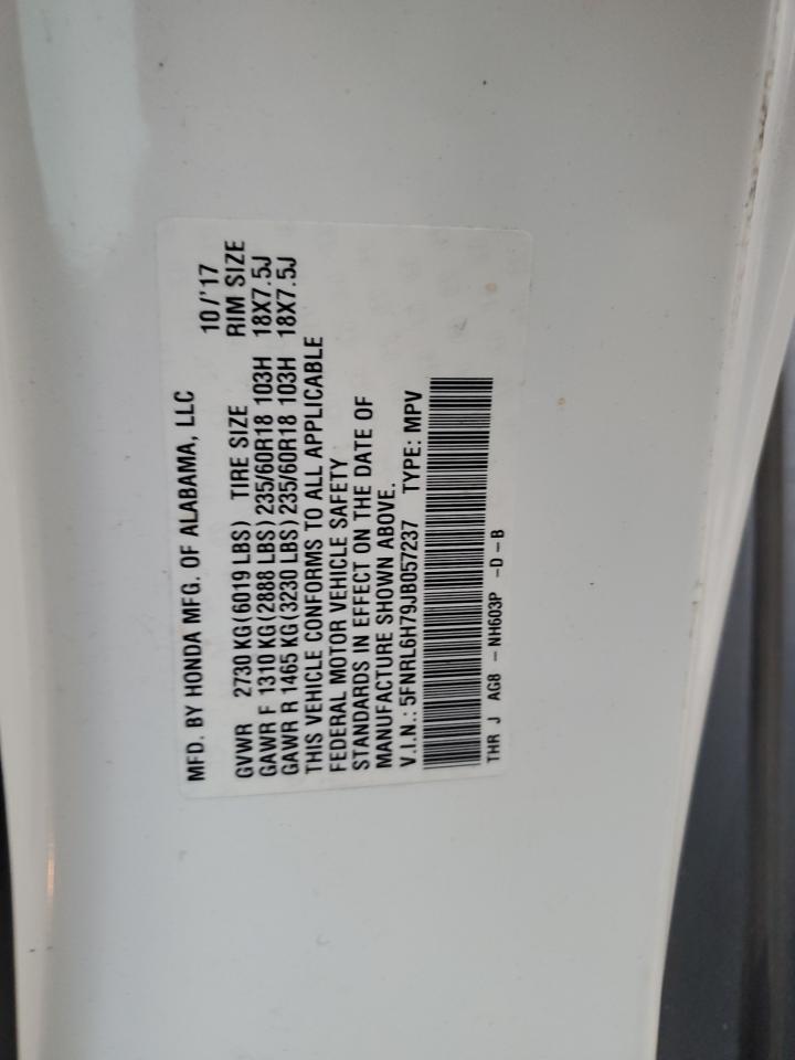 5FNRL6H79JB057237 2018 Honda Odyssey Exl