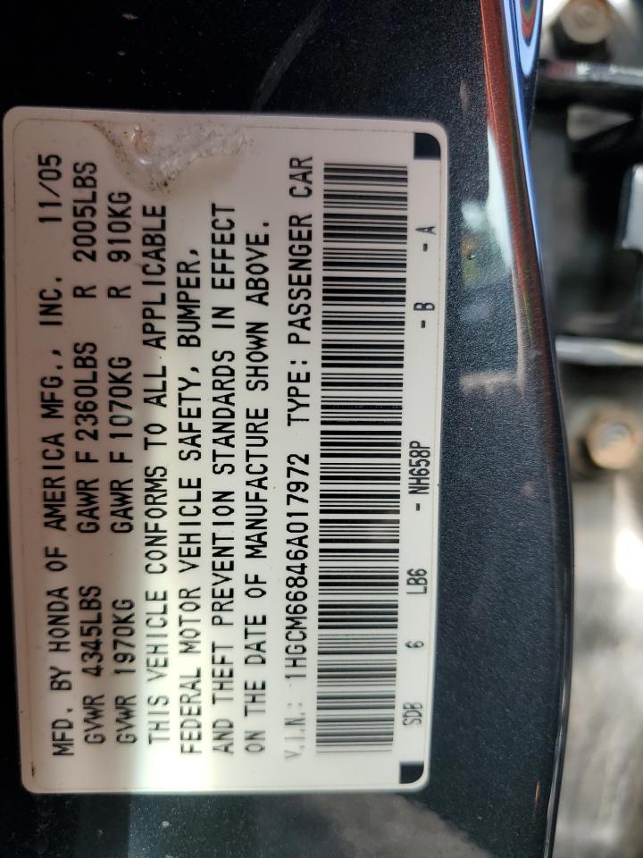 1HGCM66846A017972 2006 Honda Accord Ex