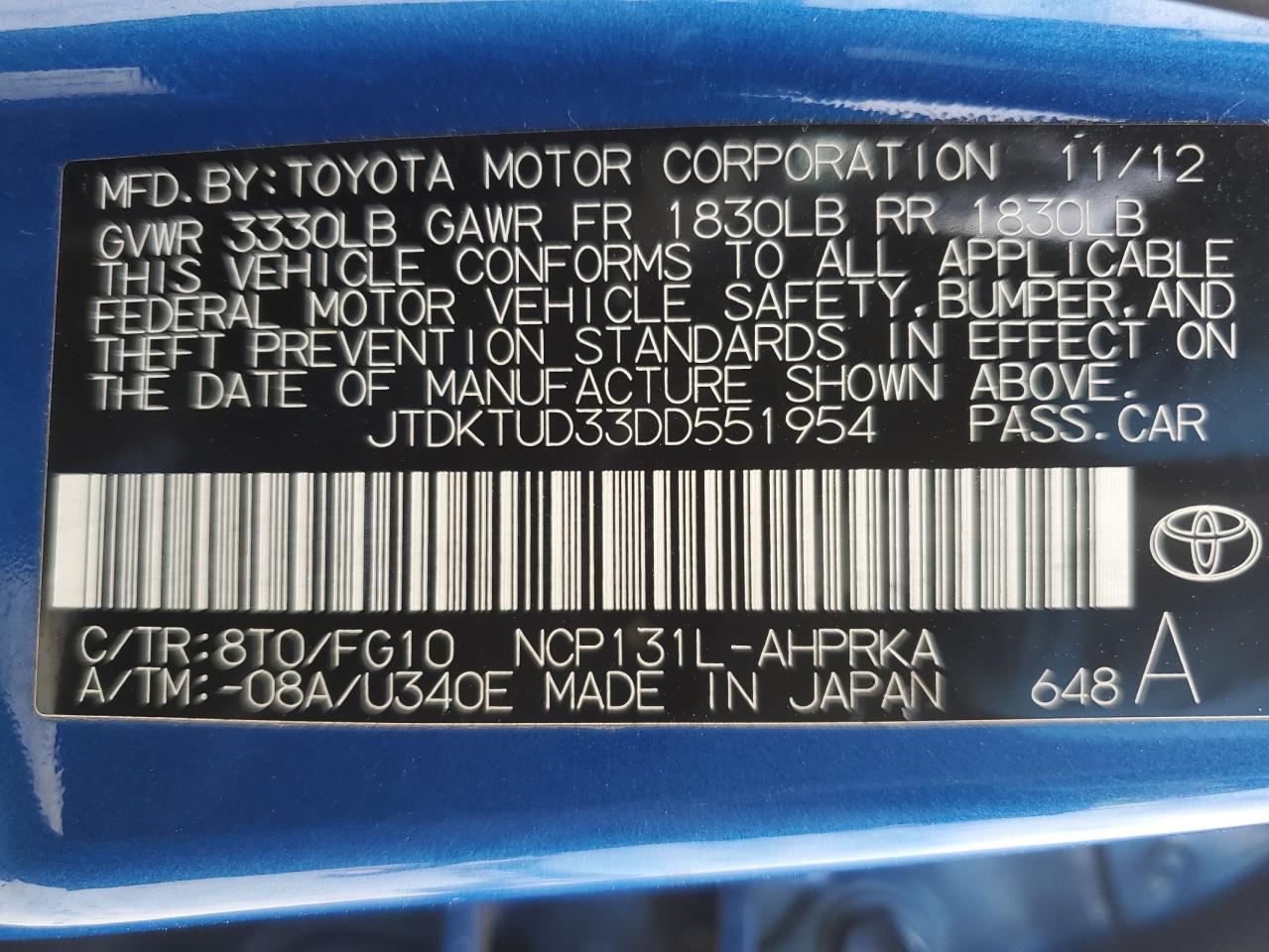 JTDKTUD33DD551954 2013 Toyota Yaris