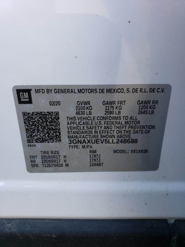 2020 Chevrolet Equinox Lt VIN: 3GNAXUEV5LL248688 Lot: 68127264