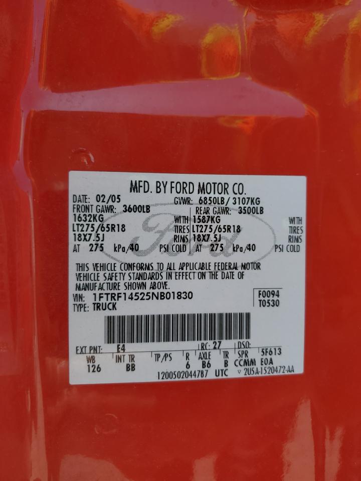 1FTRF14525NB01830 2005 Ford F150