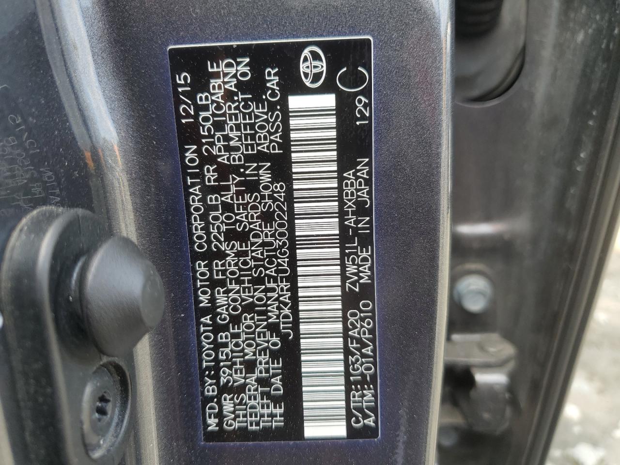 JTDKARFU4G3002248 2016 Toyota Prius