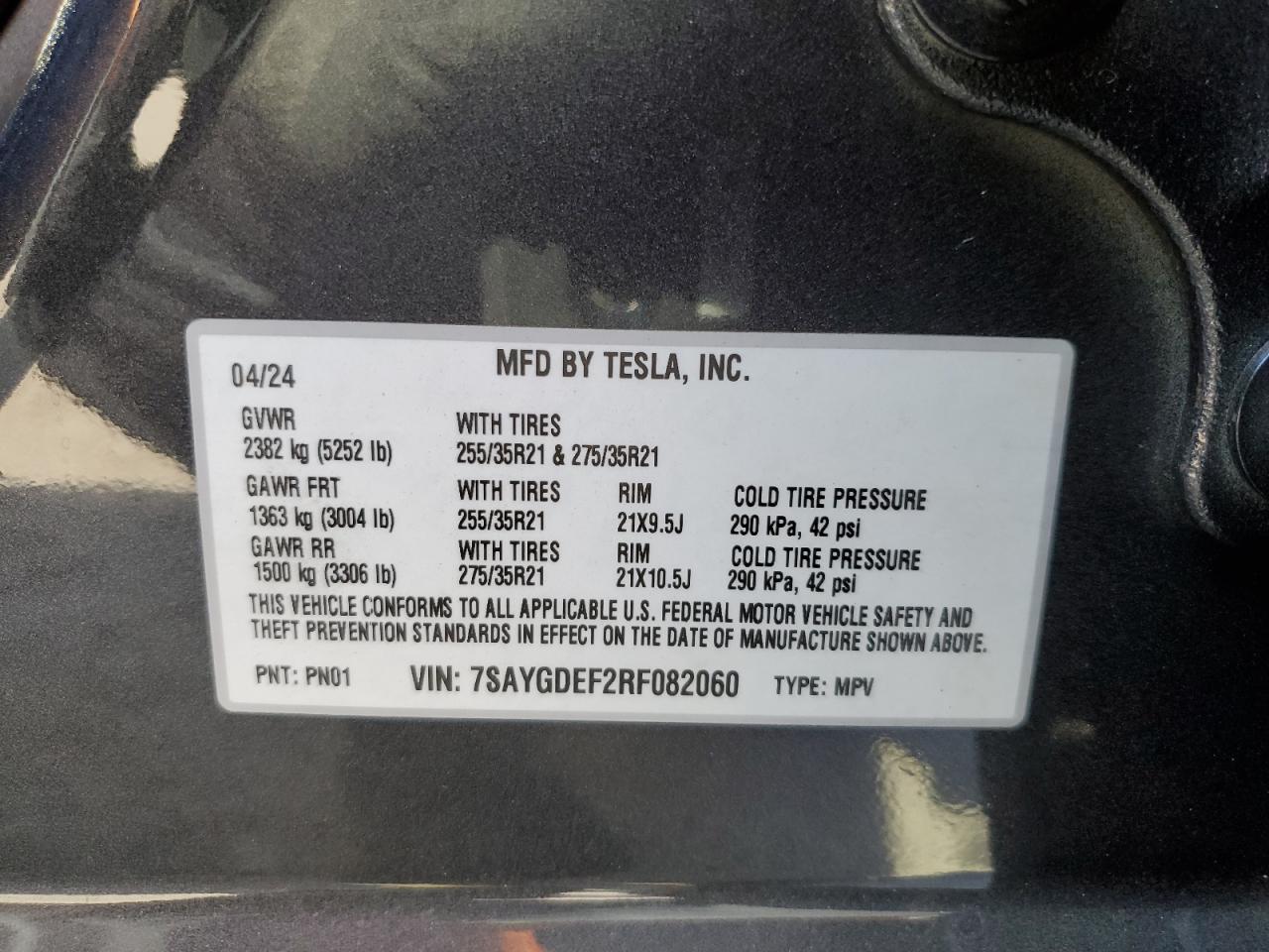 7SAYGDEF2RF082060 2024 Tesla Model Y