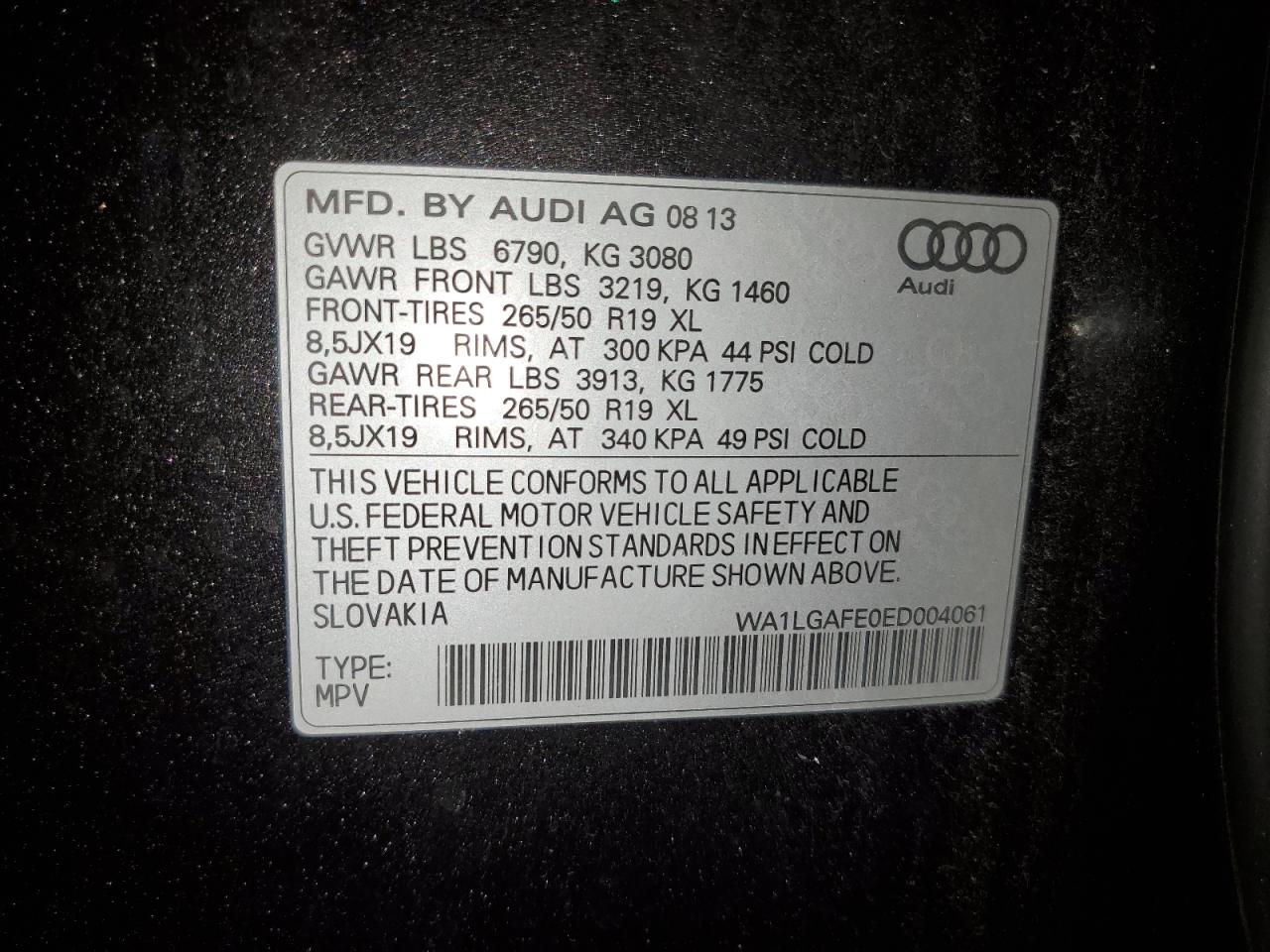 WA1LGAFE0ED004061 2014 Audi Q7 Premium Plus