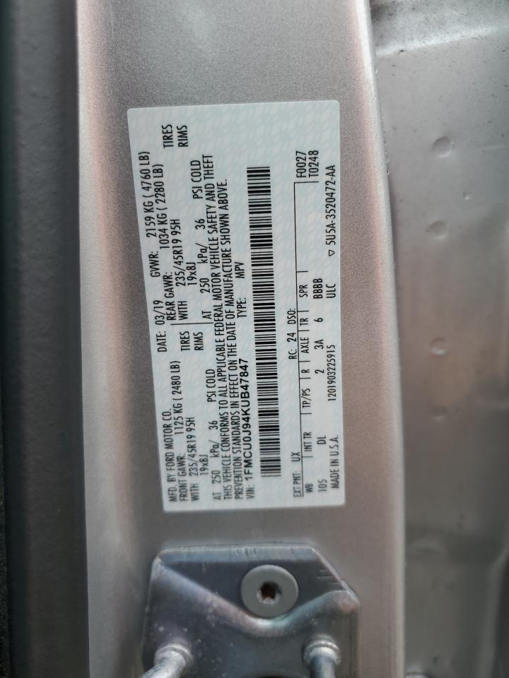 1FMCU0J94KUB47847 2019 Ford Escape Titanium