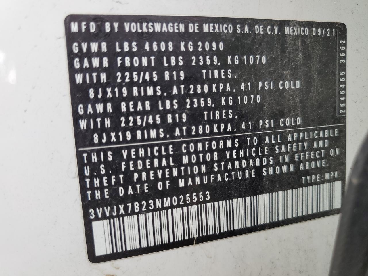 3VVJX7B23NM025553 2022 Volkswagen Taos Sel