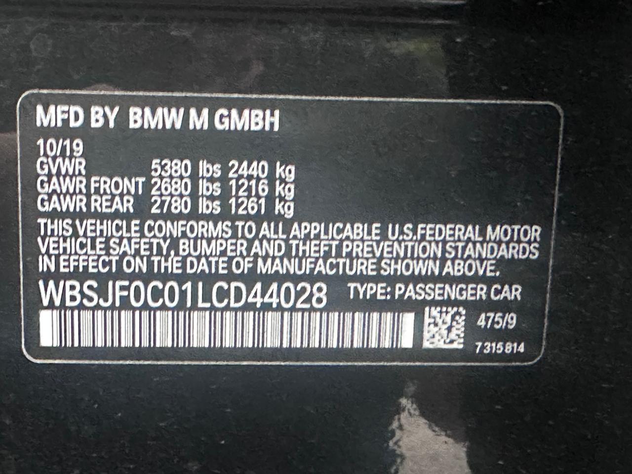 WBSJF0C01LCD44028 2020 BMW M5 Base