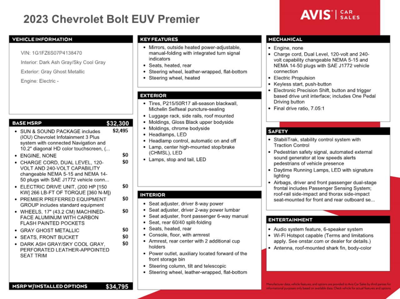 2023 Chevrolet Bolt Euv Premier VIN: 1G1FZ6S07P4138470 Lot: 71106904