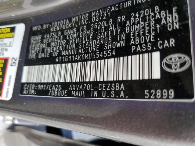 4T1G11AK0MU554554 Toyota Camry SE 12