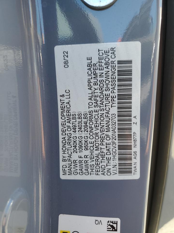 1HGCV3F20NA032703 2022 Honda Accord Hybrid Sport