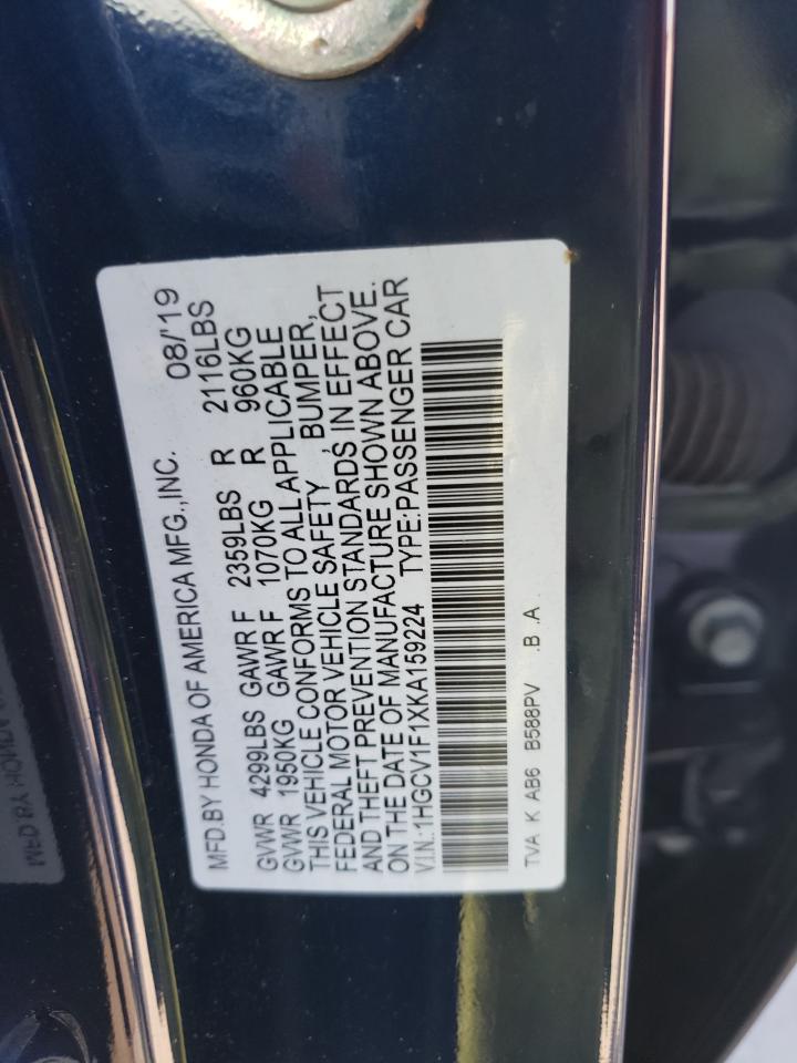 1HGCV1F1XKA159224 2019 Honda Accord Lx