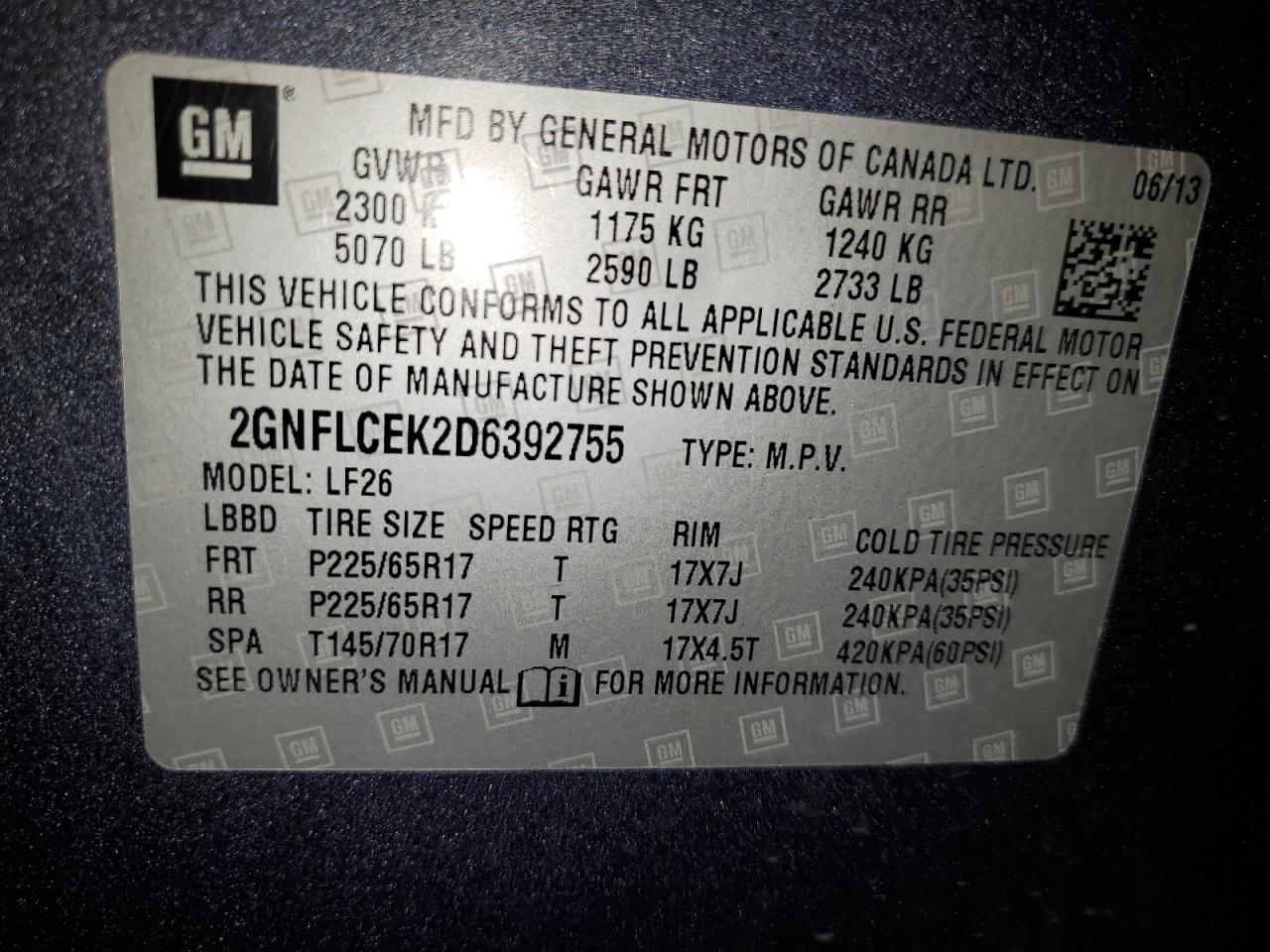 2013 Chevrolet Equinox Ls VIN: 2GNFLCEK2D6392755 Lot: 71040764