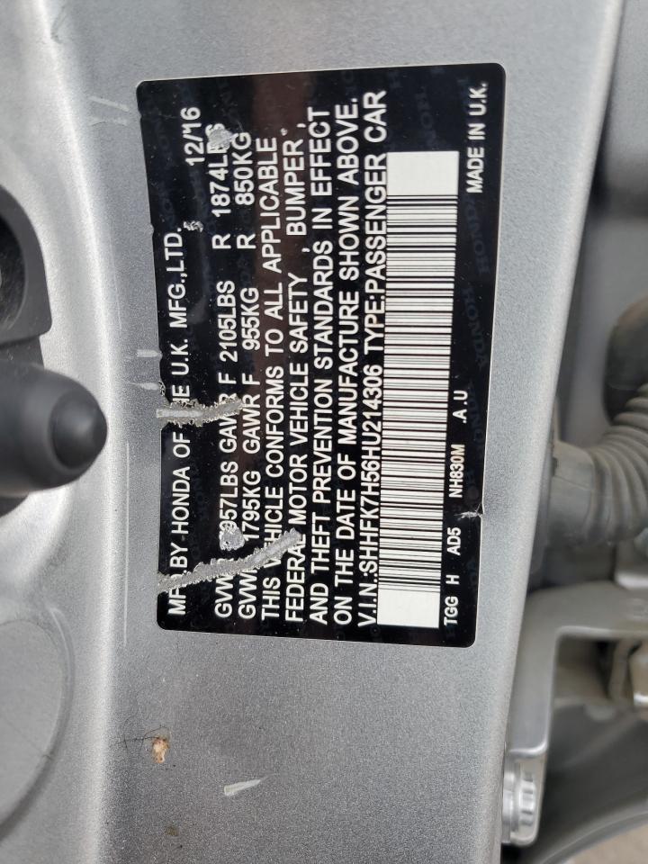 SHHFK7H56HU214306 2017 Honda Civic Ex