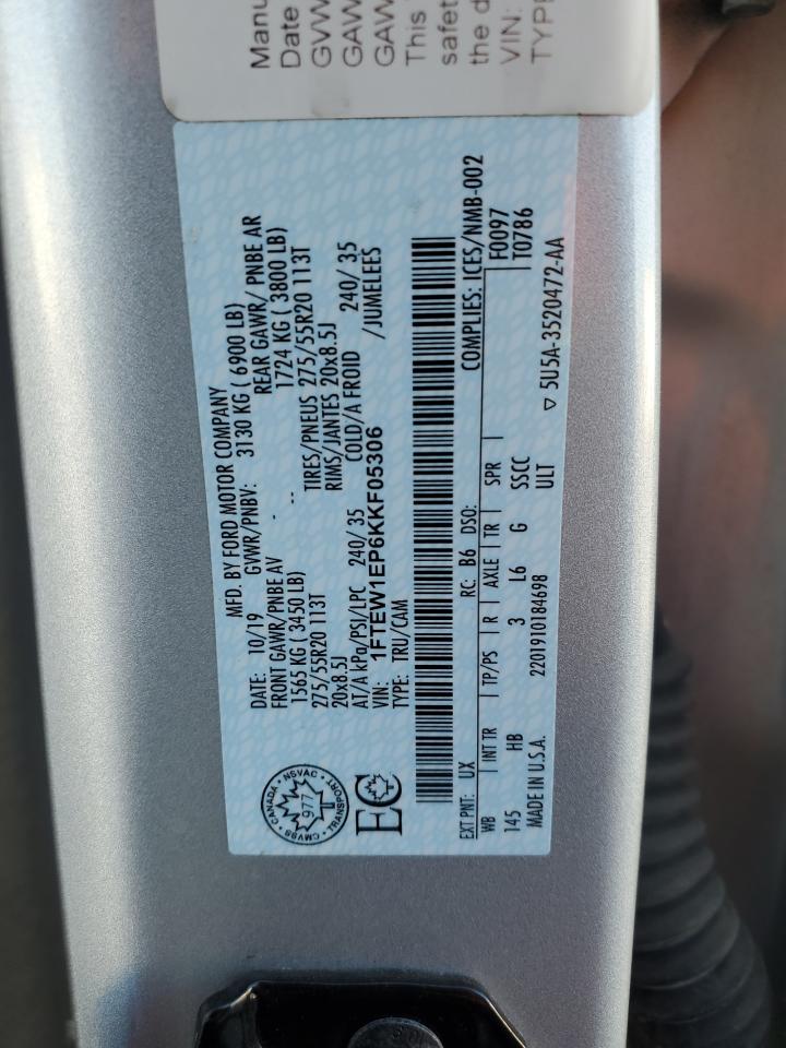 1FTEW1EP6KKF05306 2019 Ford F150 Supercrew