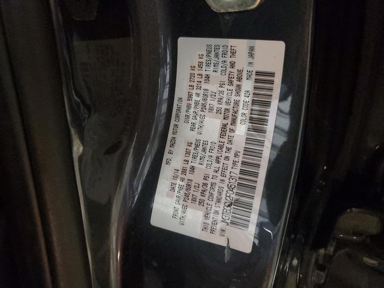 JM3TB3CV2F0451317 2015 Mazda Cx-9 Touring