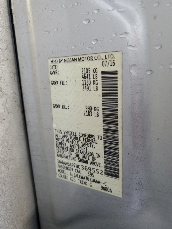 2017 Nissan Maxima 3.5S VIN: 1N4AA6AP7HC369552 Lot: 71107954