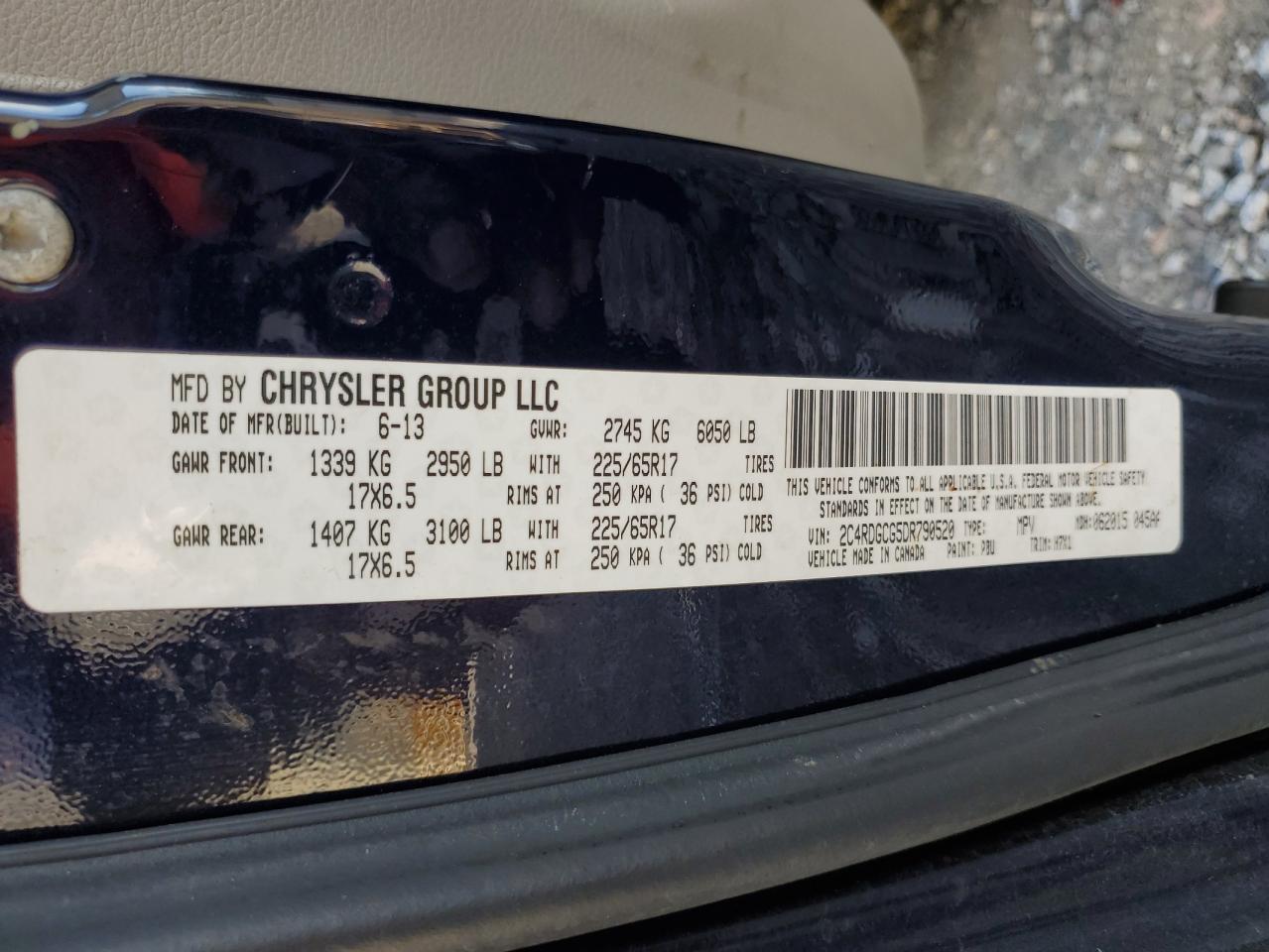 2013 Dodge Grand Caravan Sxt VIN: 2C4RDGCG5DR790520 Lot: 70321094