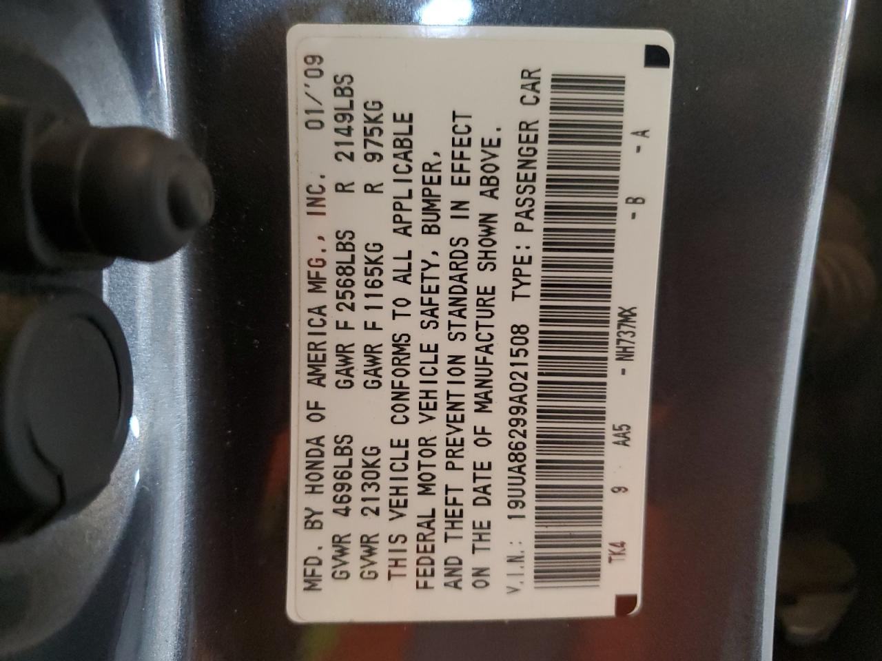 19UUA86299A021508 2009 Acura Tl