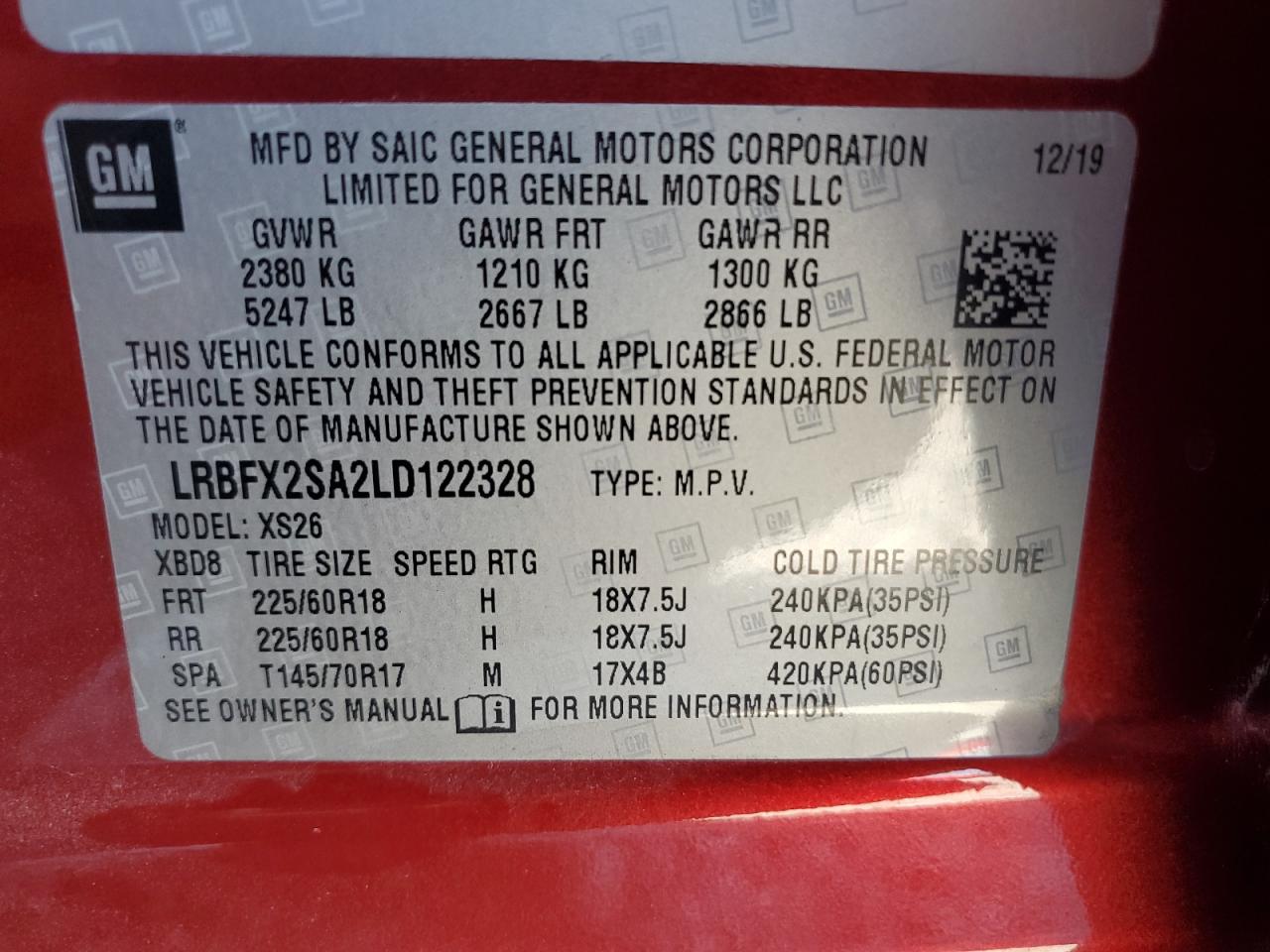 2020 Buick Envision Essence VIN: LRBFX2SA2LD122328 Lot: 72085704