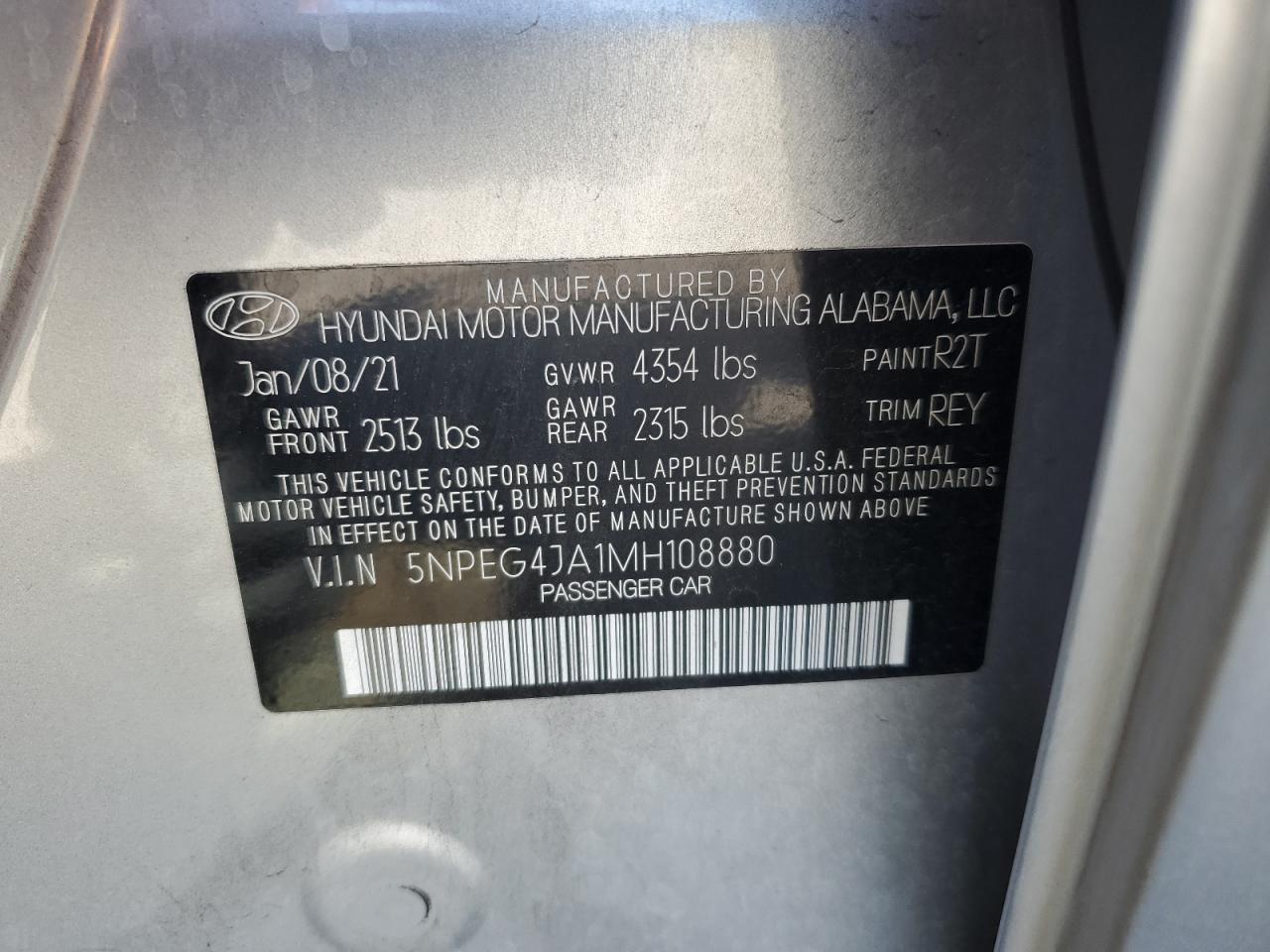 5NPEG4JA1MH108880 2021 Hyundai Sonata Se