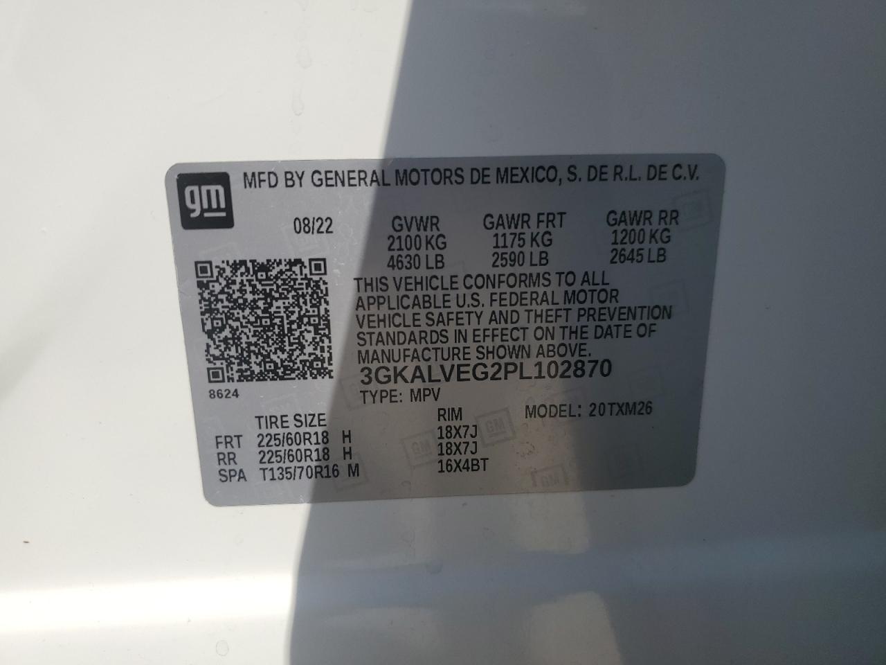 3GKALVEG2PL102870 2023 GMC Terrain Slt