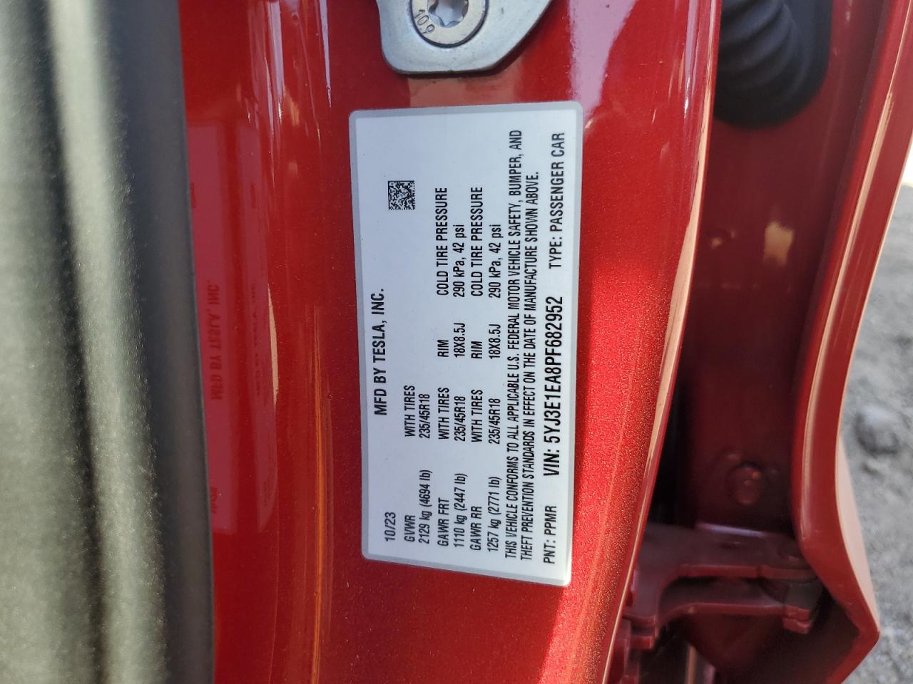 5YJ3E1EA8PF682952 2023 Tesla Model 3