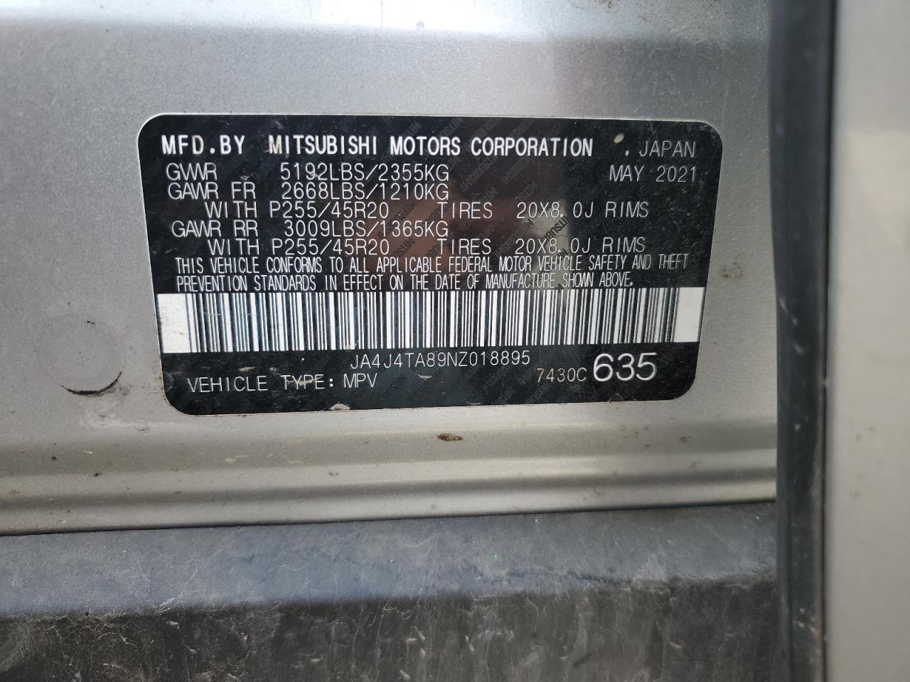 2022 Mitsubishi Outlander Es VIN: JA4J4TA89NZ018895 Lot: 72060774