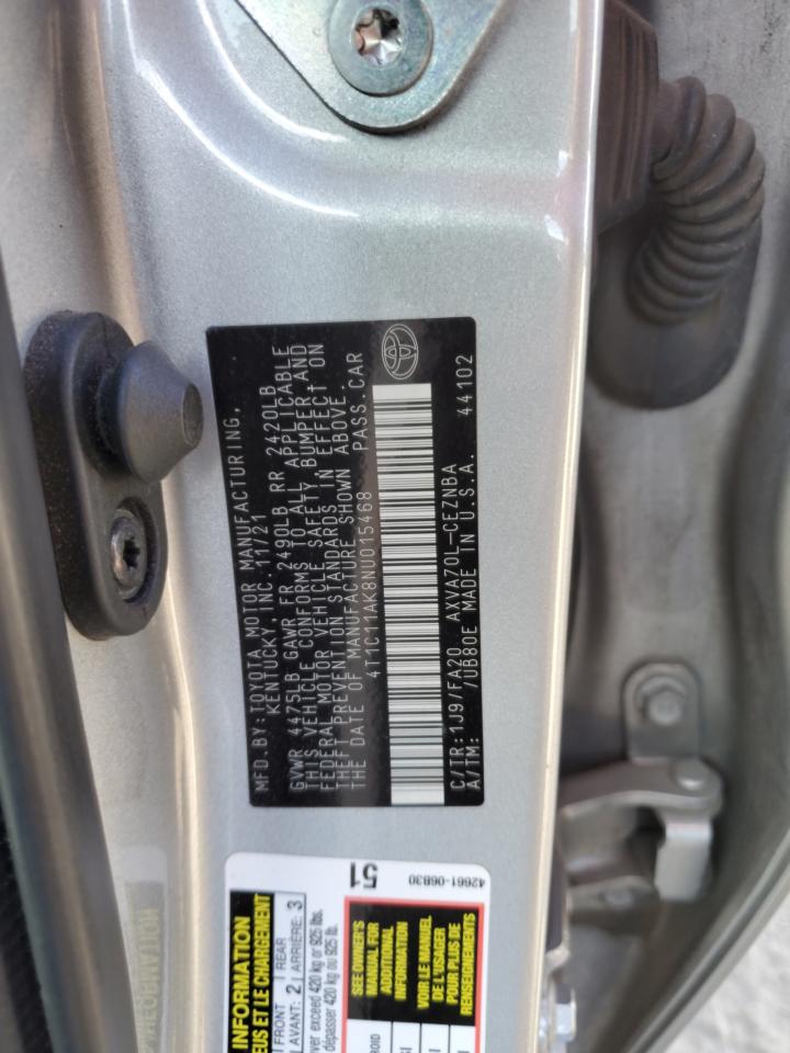 4T1C11AK8NU015468 2022 Toyota Camry Le