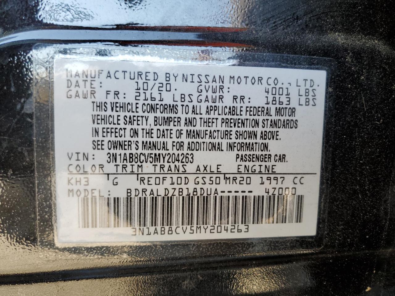 3N1AB8CV5MY204263 2021 Nissan Sentra Sv