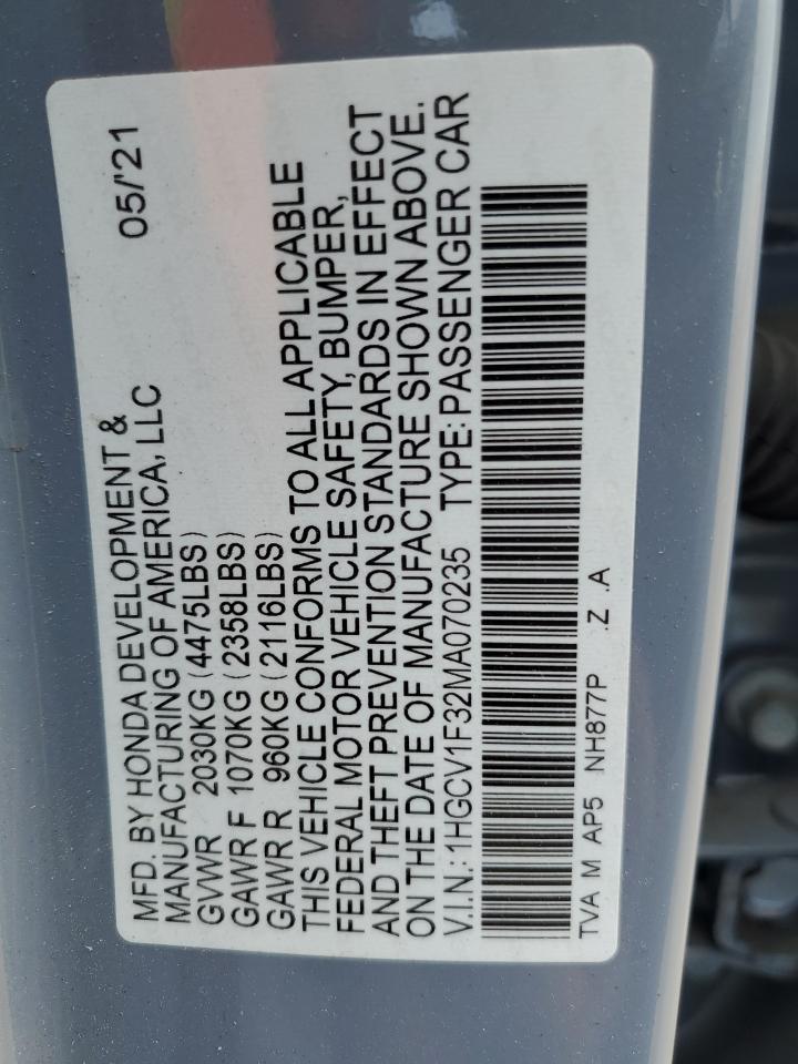 1HGCV1F32MA070235 2021 Honda Accord Sport