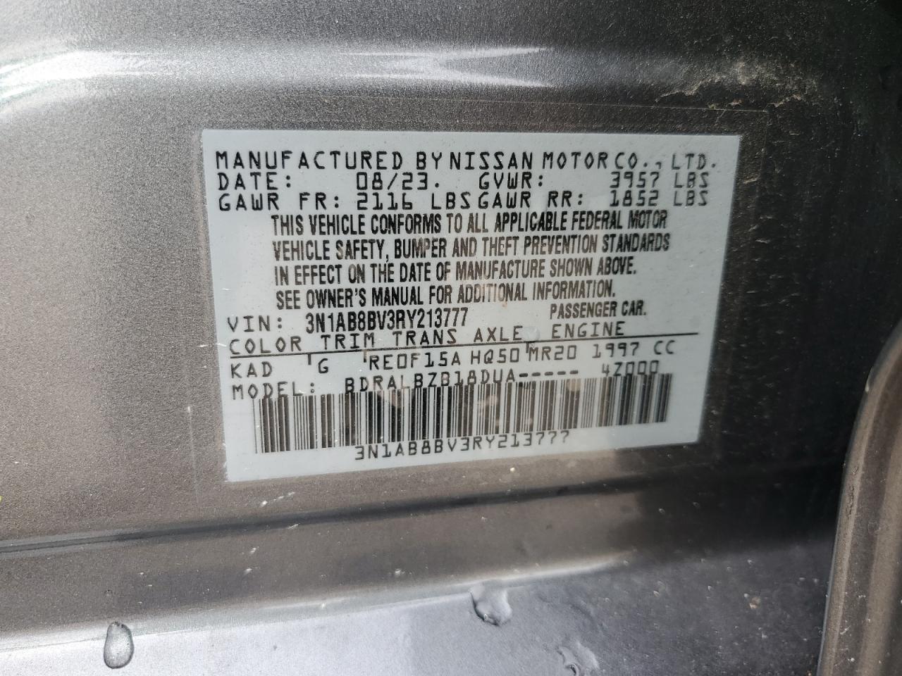 3N1AB8BV3RY213777 2024 Nissan Sentra S