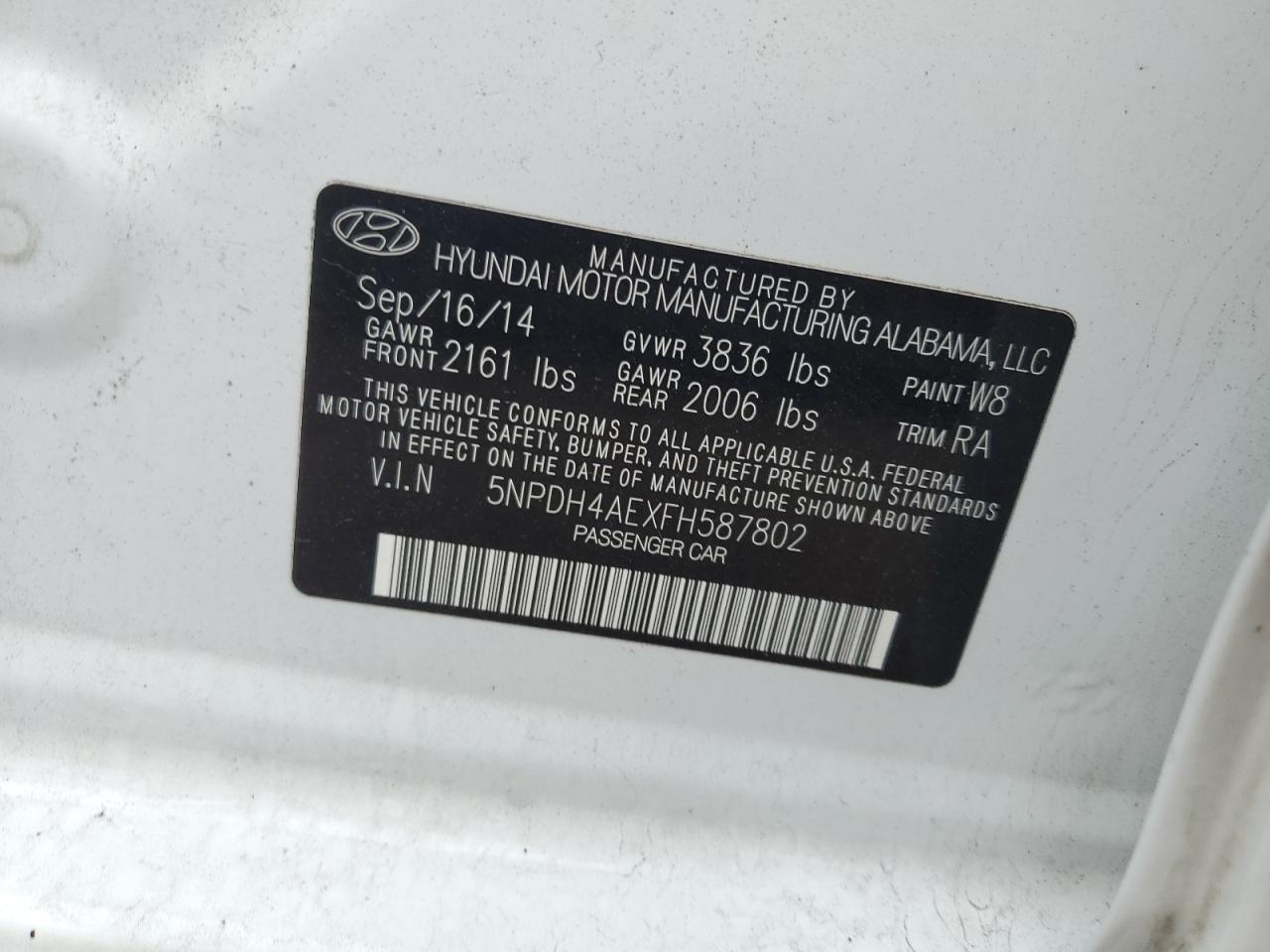 5NPDH4AEXFH587802 2015 Hyundai Elantra Se