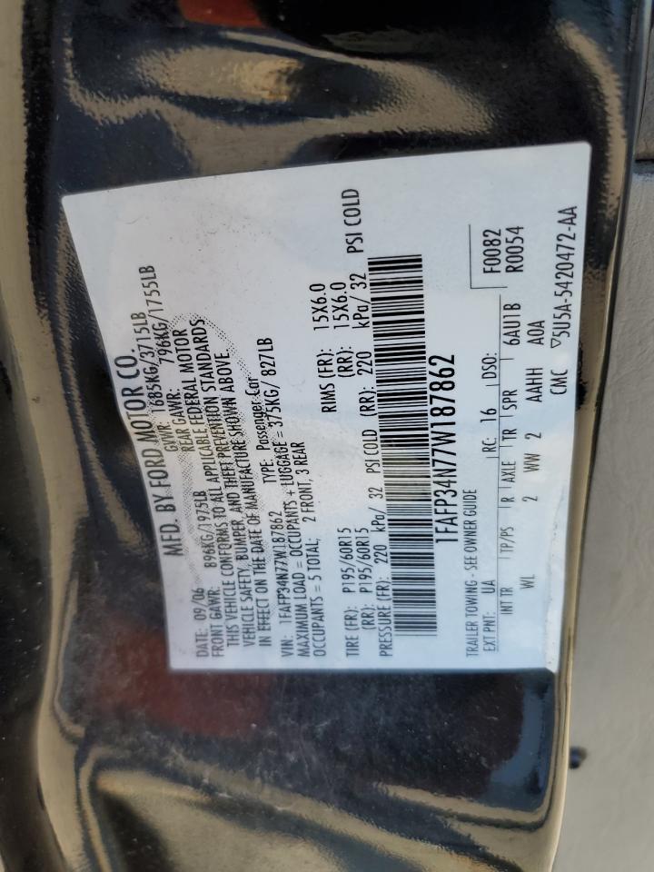 1FAFP34N77W187862 2007 Ford Focus Zx4