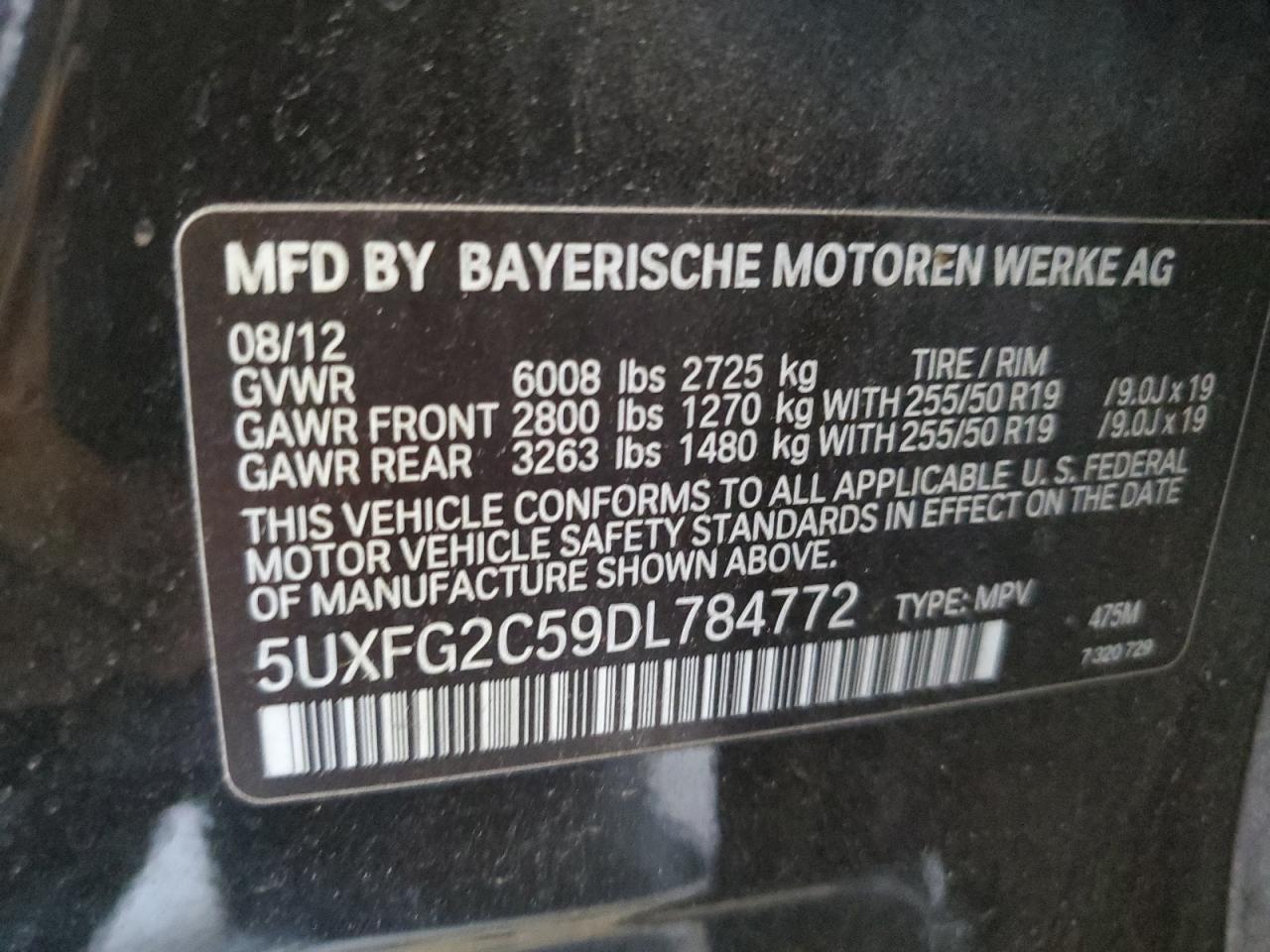 5UXFG2C59DL784772 2013 BMW X6 xDrive35I