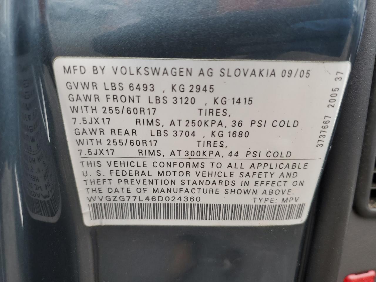 WVGZG77L46D024360 2006 Volkswagen Touareg 3.2