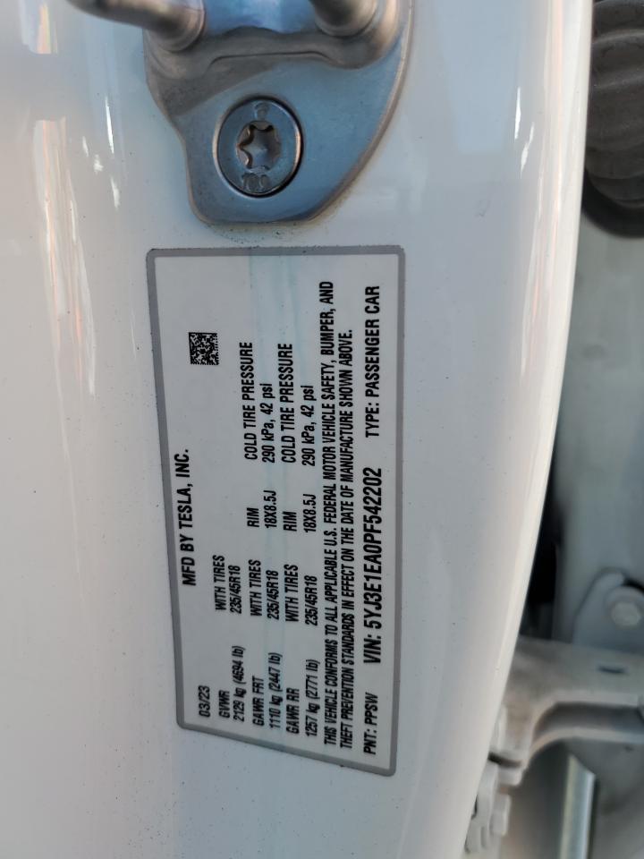 5YJ3E1EA0PF542202 2023 Tesla Model 3