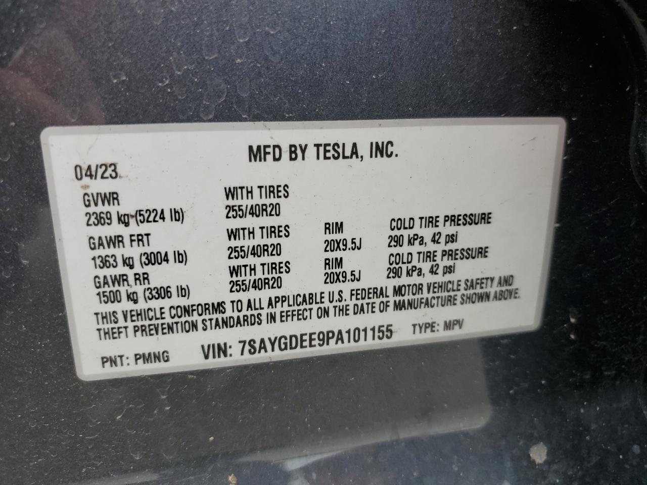 7SAYGDEE9PA101155 2023 Tesla Model Y