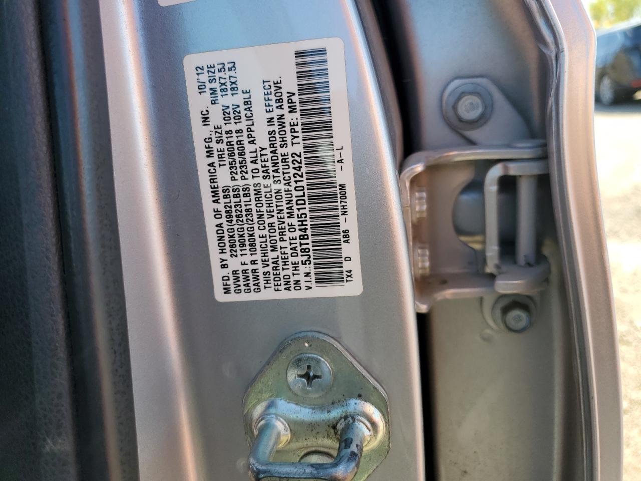 5J8TB4H51DL012422 2013 Acura Rdx Technology