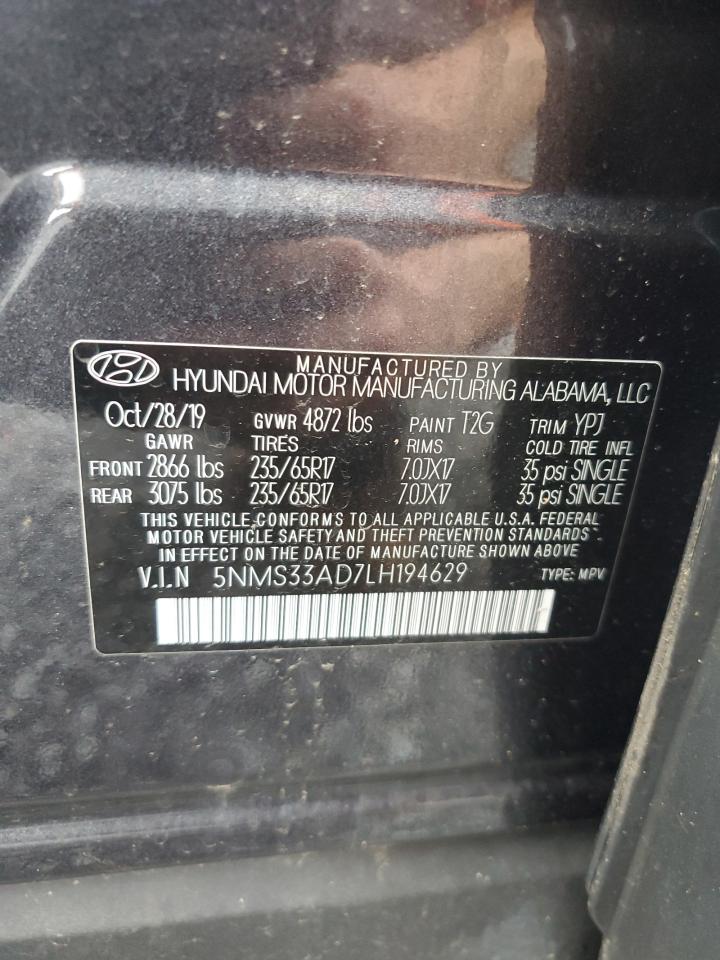 5NMS33AD7LH194629 2020 Hyundai Santa Fe Sel