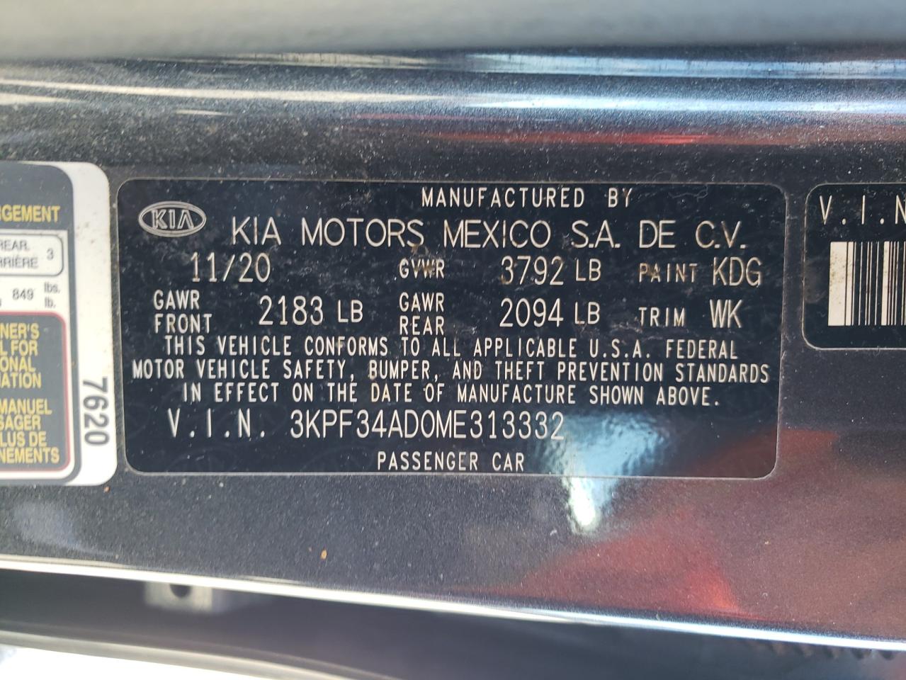 3KPF34AD0ME313332 2021 Kia Forte Gt Line