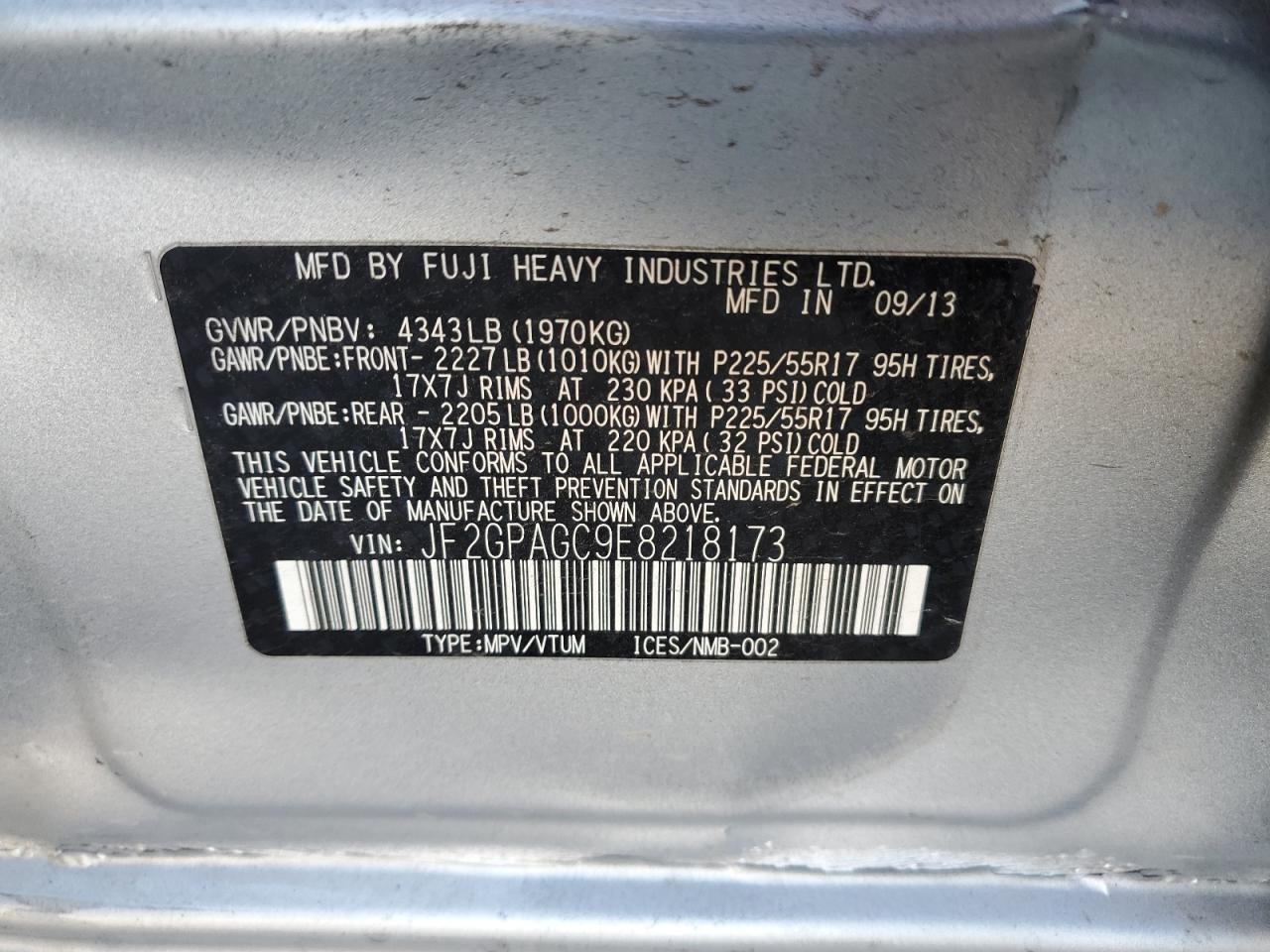 JF2GPAGC9E8218173 2014 Subaru Xv Crosstrek 2.0 Limited