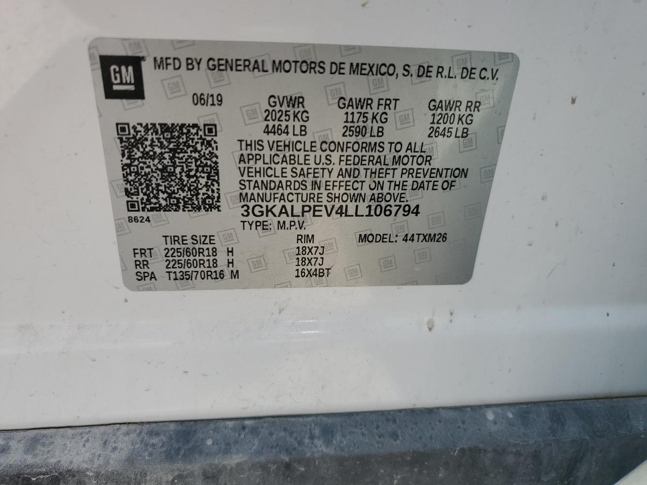 3GKALPEV4LL106794 2020 GMC Terrain Slt