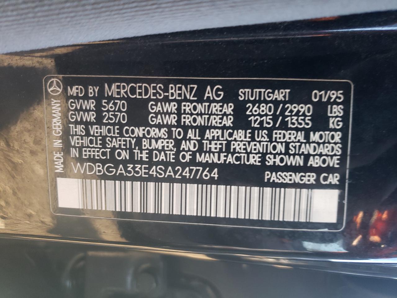 WDBGA33E4SA247764 1995 Mercedes-Benz S 320