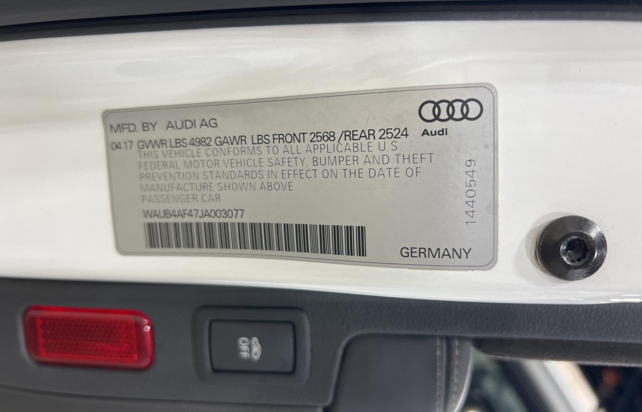 WAUB4AF47JA003077 2018 Audi S4 Premium Plus