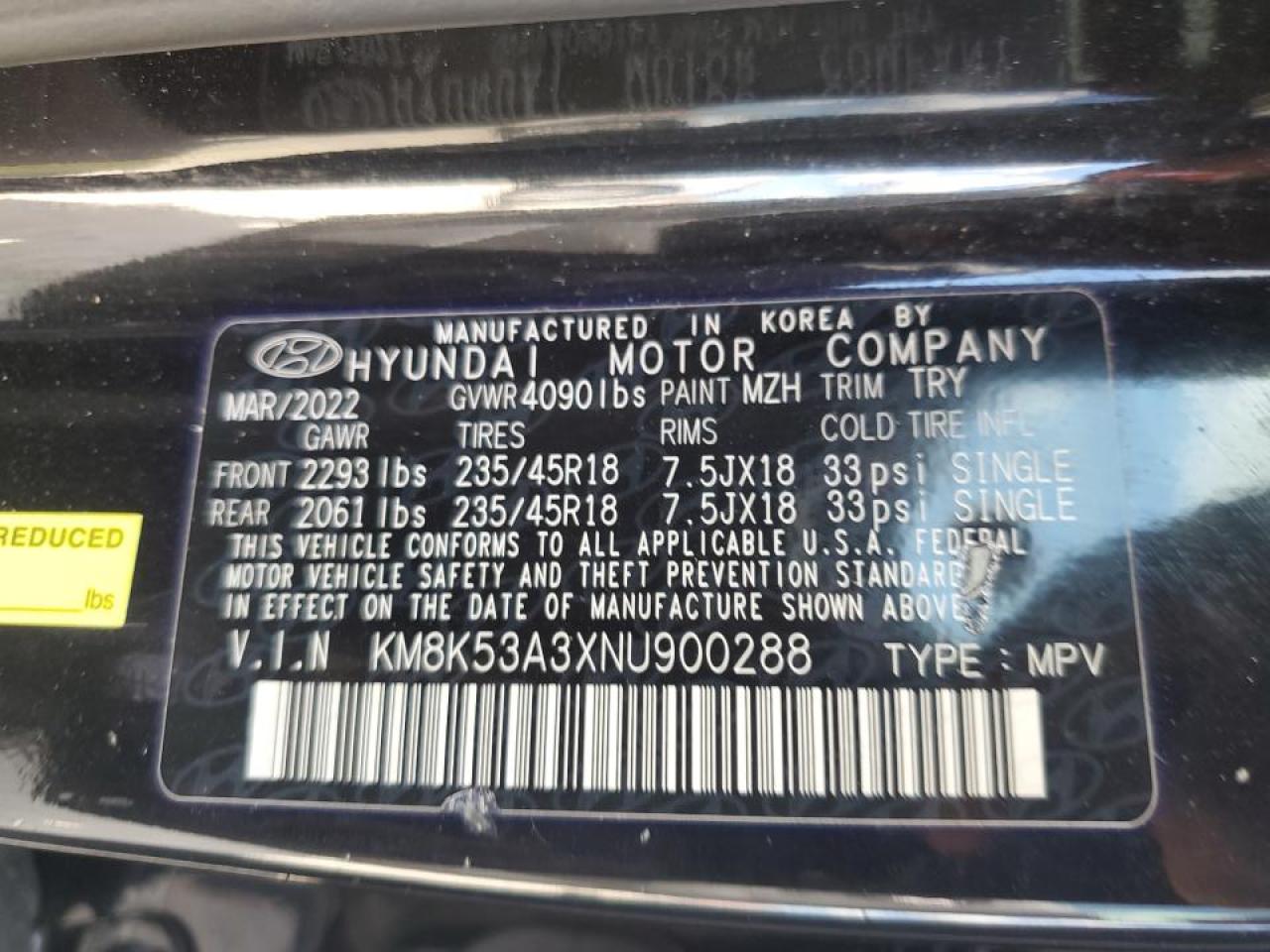 2022 Hyundai Kona Limited VIN: KM8K53A3XNU900288 Lot: 72744694