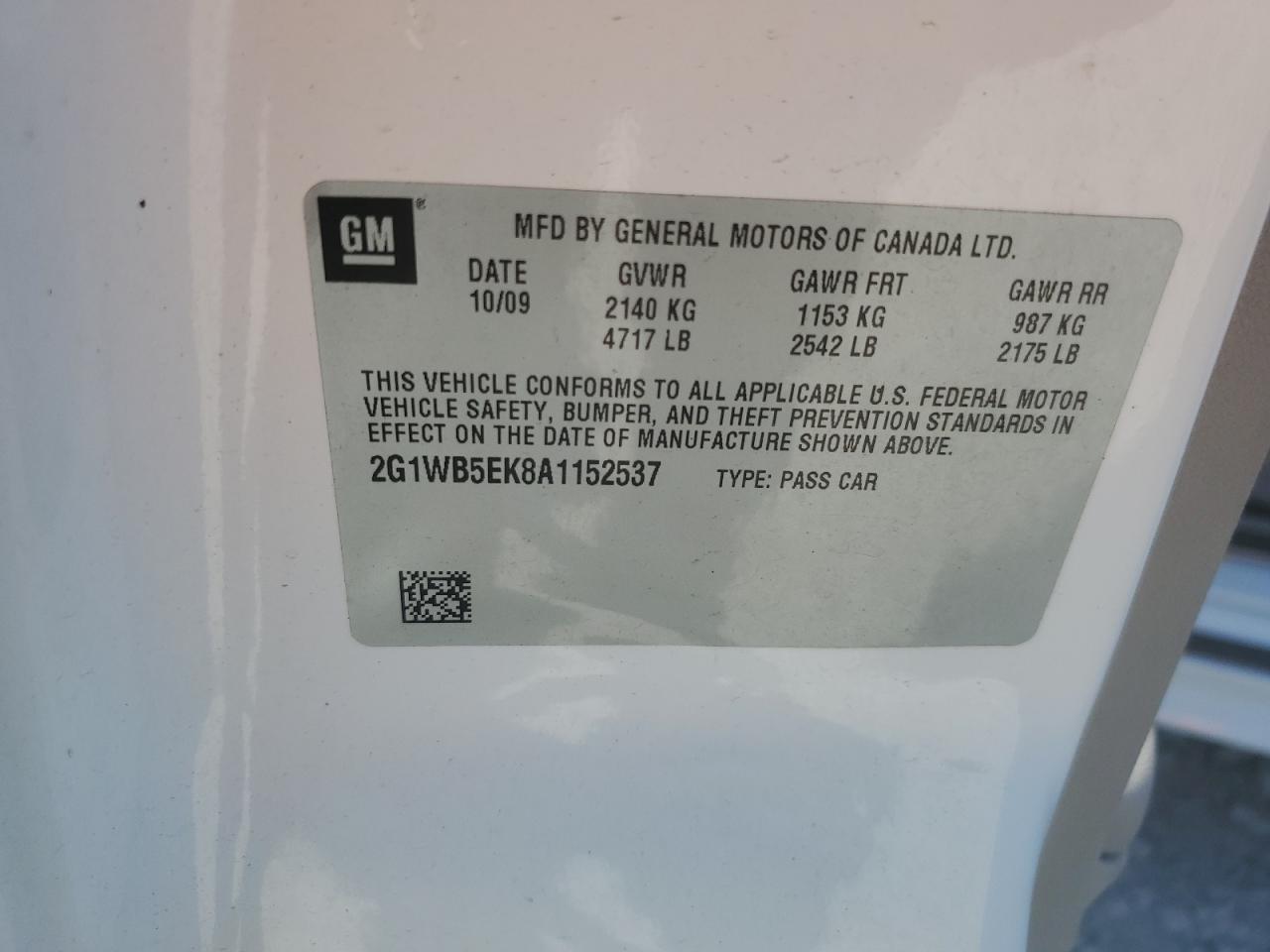 2010 Chevrolet Impala Lt VIN: 2G1WB5EK8A1152537 Lot: 71740444